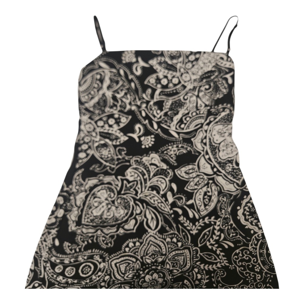 City Triangles Black White‎ Paisley Floral Bodycon Dress M Y2K, Whimsigoth, Boho